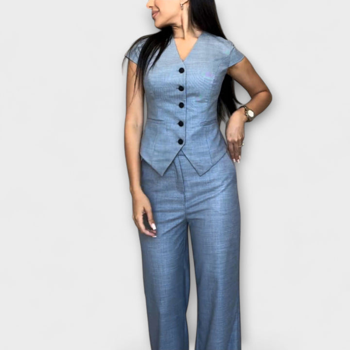 Ivy - Stylish V-Neck Top and Trouser Set