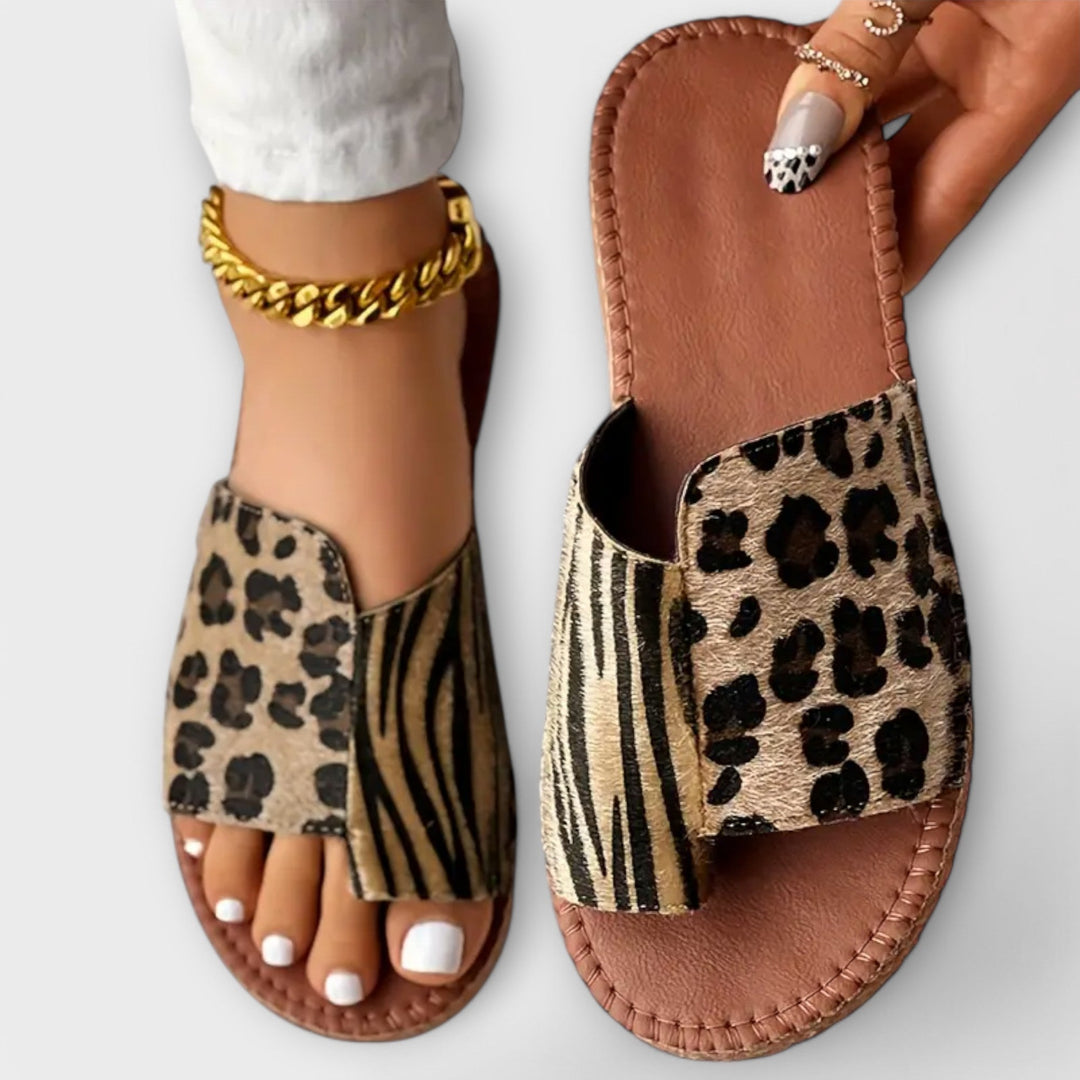 Chic Two-Tone Sliders with Leopard Print