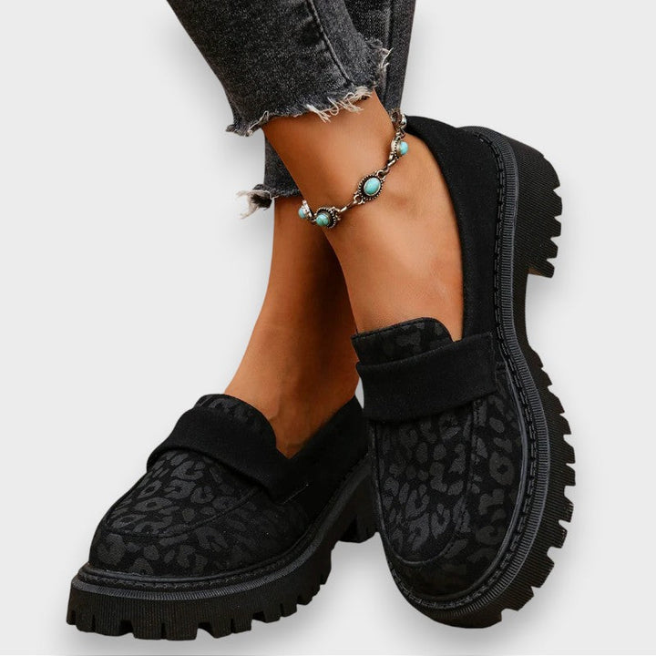 Jasmine | Platform Patent Leather Boots in Leopard Print